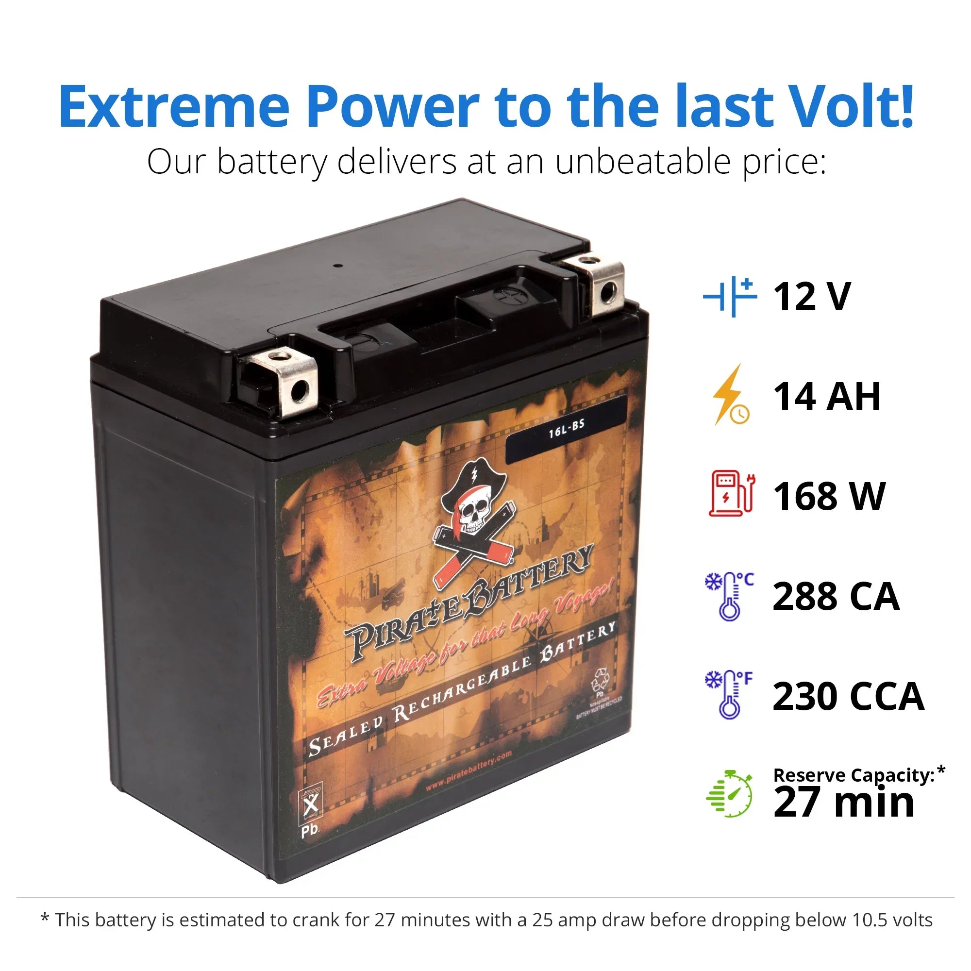 230 Ytx16l-bs for Battery Wave (16l-bs Runner Jet Pirate Battery Ski Cca) Volts,14 1993 12 Yamaha Ah,