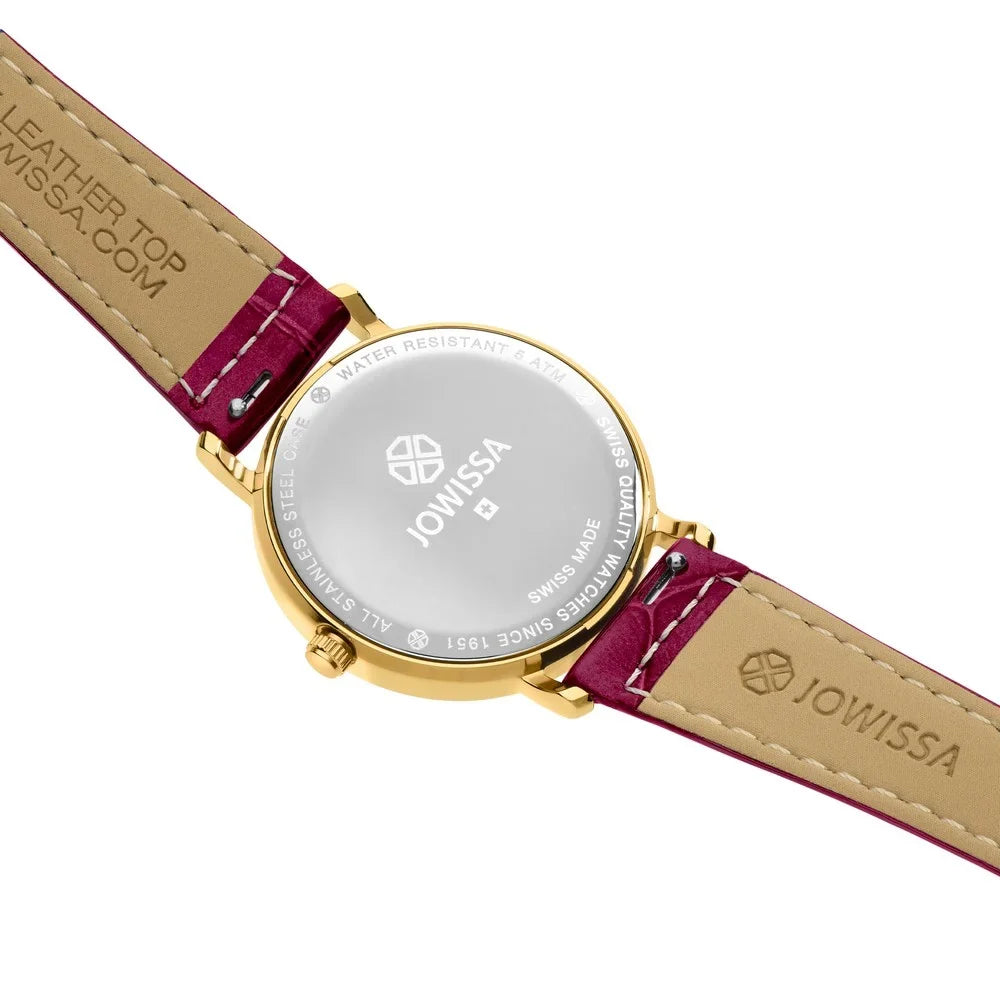 J2.272.M Womens Watch Made Swiss Burgundy ROMA Crystal Jowissa Leather