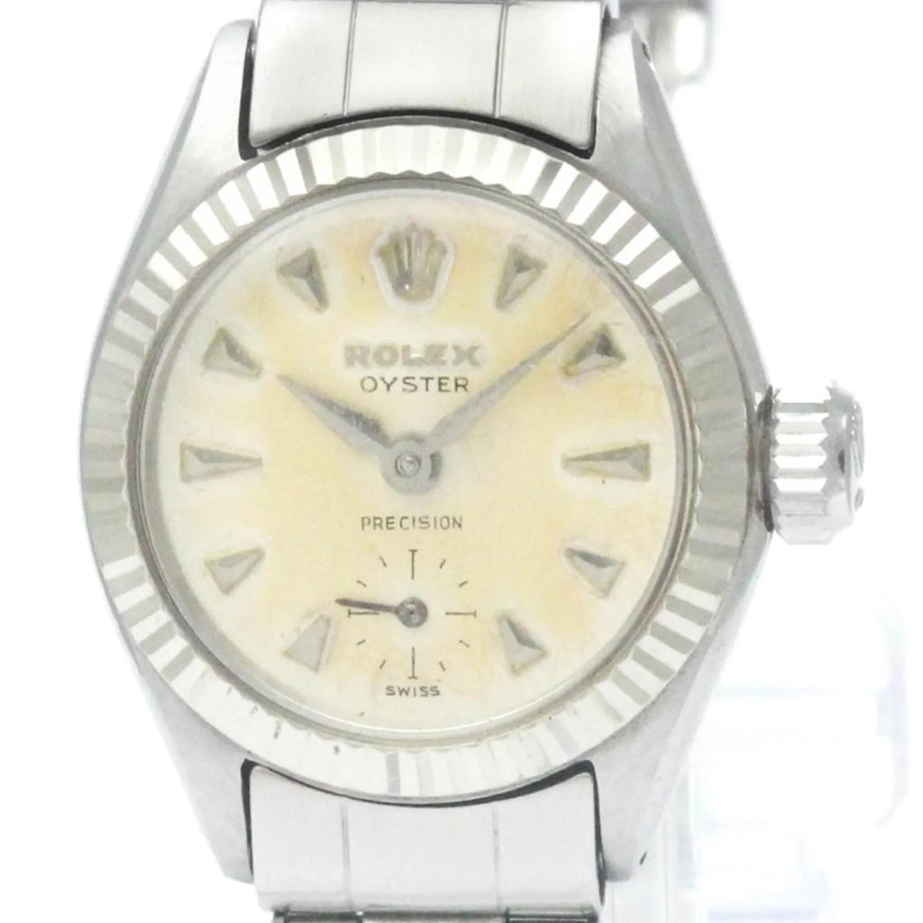 (Fair) Hand-Winding ROLEX Precision Steel BF565424 Watch 6525 Mens Pre-Owned Vintage Stainless
