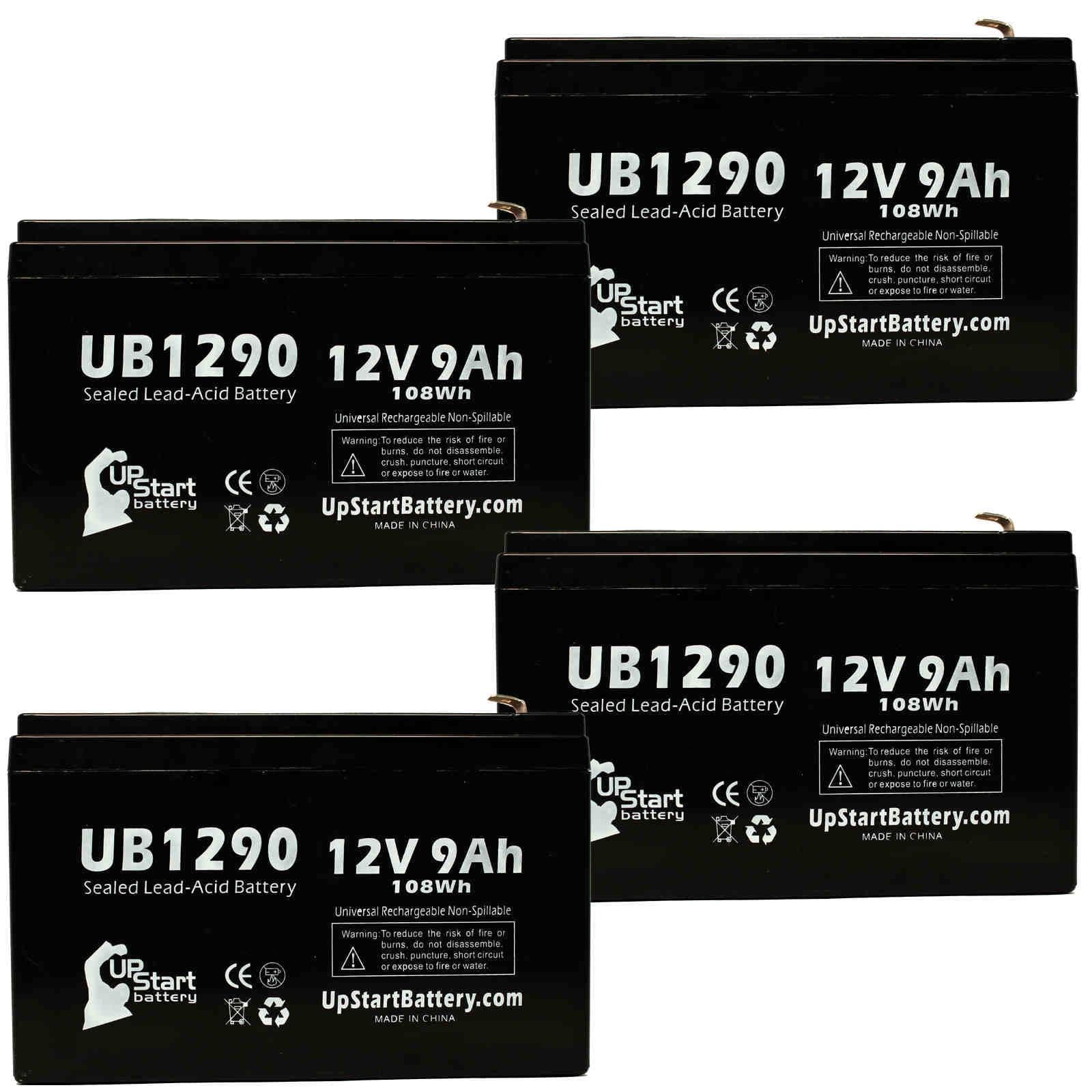 F2 9000mAh, Acid 7640 Kontron - 4x (12V, Adapters AGM, Terminal Battery - 9Ah, Universal Sealed 8 UB1290 to Battery SLA) - Pack Compatible Lead Replacement F1 F1 Includes MICROGAS Terminal,