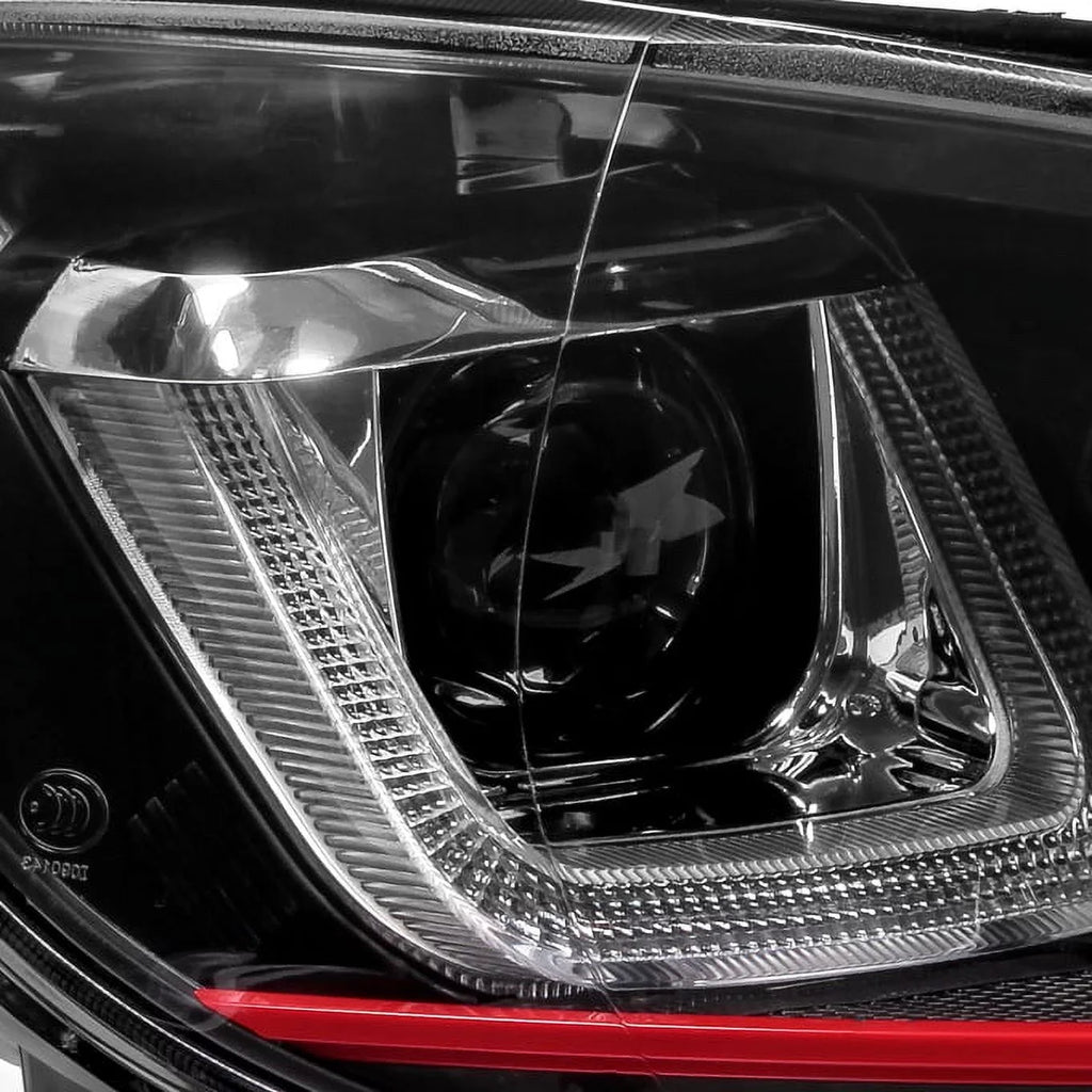 '- U-Halo] GOLF Stripe Black [Red VW Tube Projector LED 10-14 For AKKON Headlight Pair Bazel GTI Dual