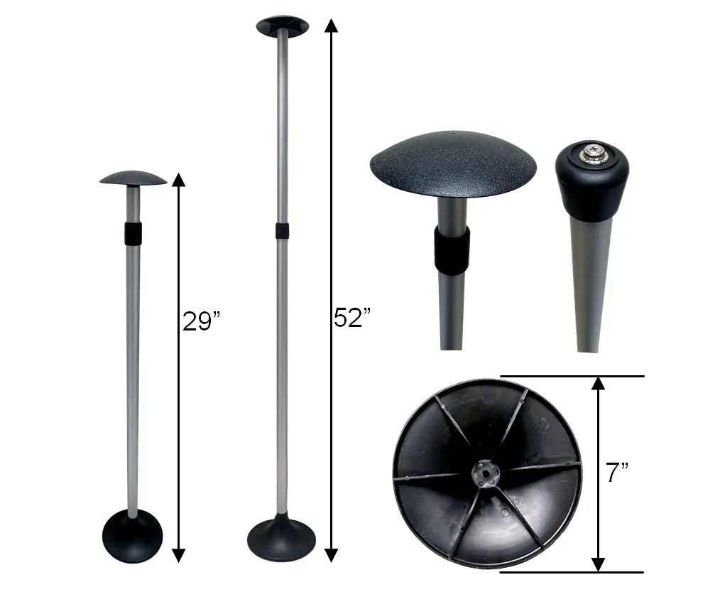 Boat Pole Injected Aluminum Base & Tall (Length: Telescopic 29" Support - Marine Snap-on Short Top Rubber Height Cover PP Adjustable Pactrade Pontoon 52") Round Fastener / Mushroom Tip Cap