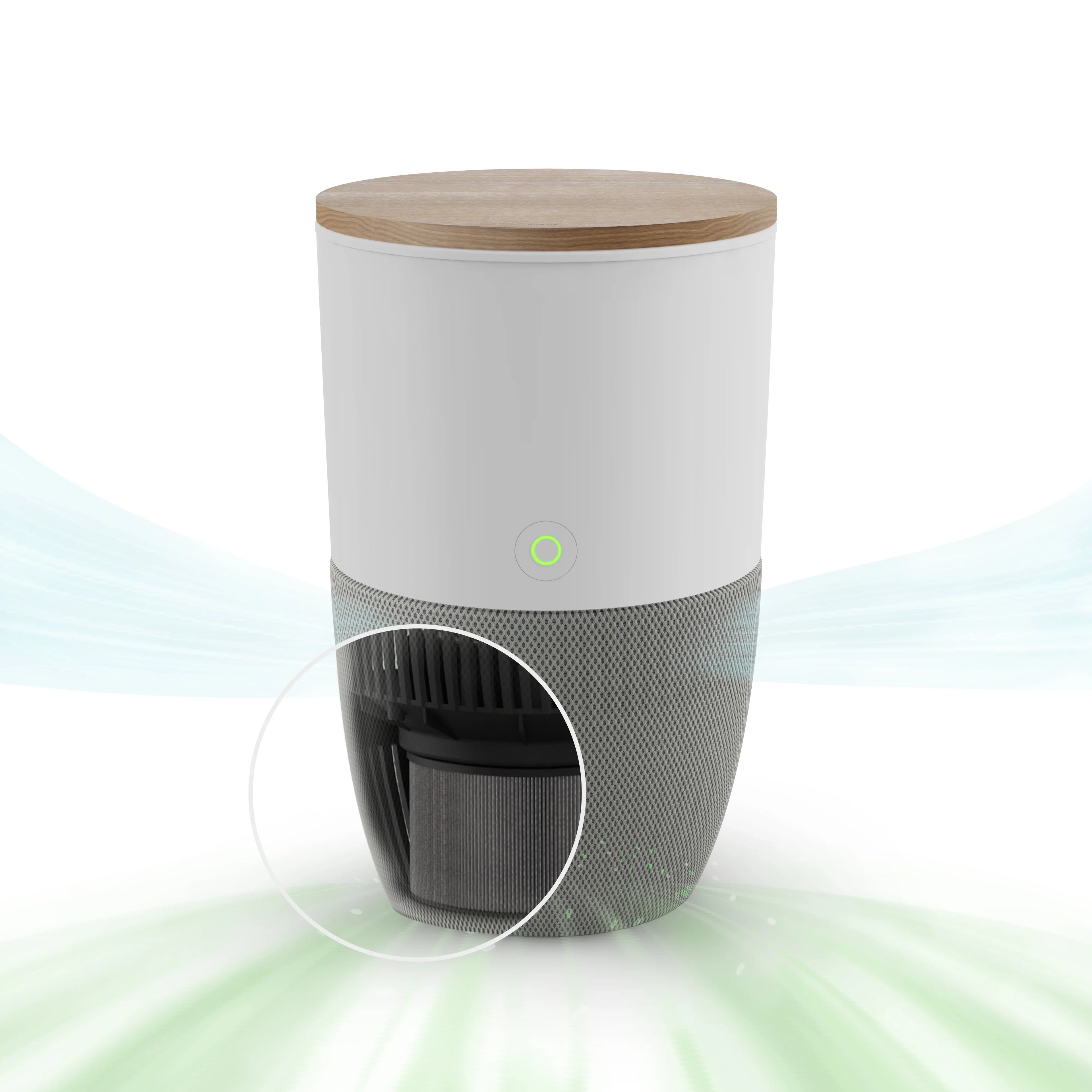 With Medical-Grade HEPA-13 | Smart Dupray Air Purifier Air Bloom™ Accent Walnut Filtration Table