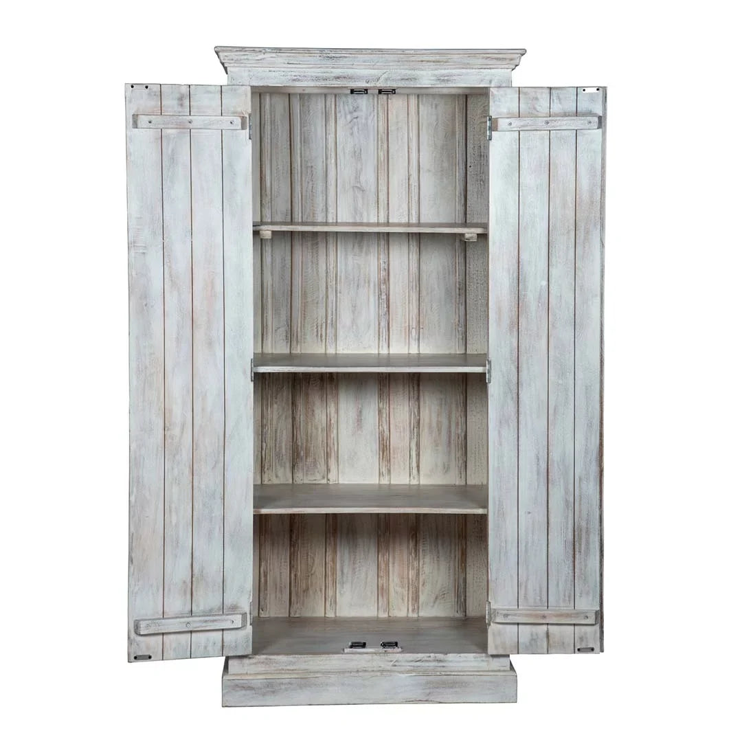 White Chic Carved Shabby Wardrobe Maadze