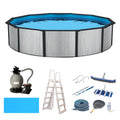 52-in Deep Pool Hybrid 18-ft Top Wave Package with Blue Rail Round 8-in Savannah