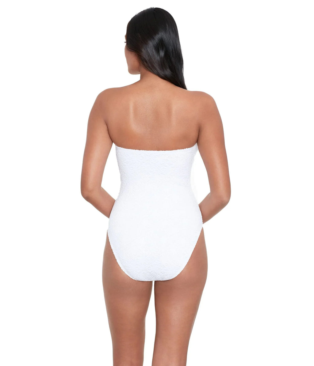 LAUREN Crochet White Womens Ralph Bandeau Lauren 14 Ring One-Piece