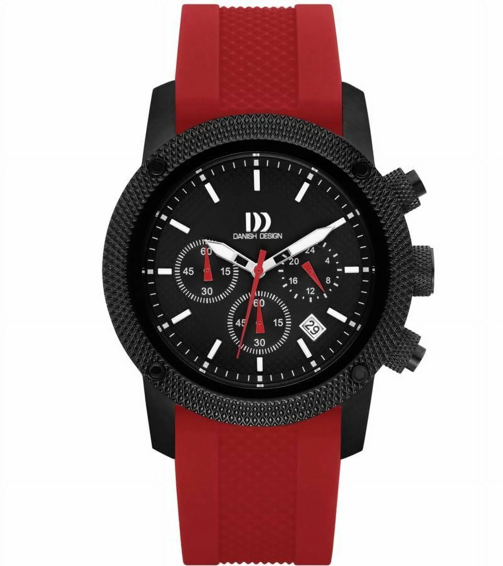 Black Men's Watch Danish IQ24Q1020 Rubber Design Steel Stainless Quartz Dial