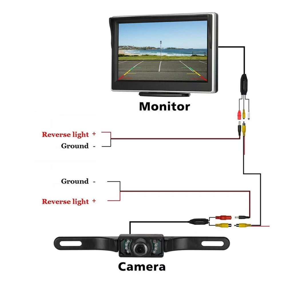 Rear 5" Night Parking MM Camera Electronicles HD Wireless Vision View Backup Monitor Car + System