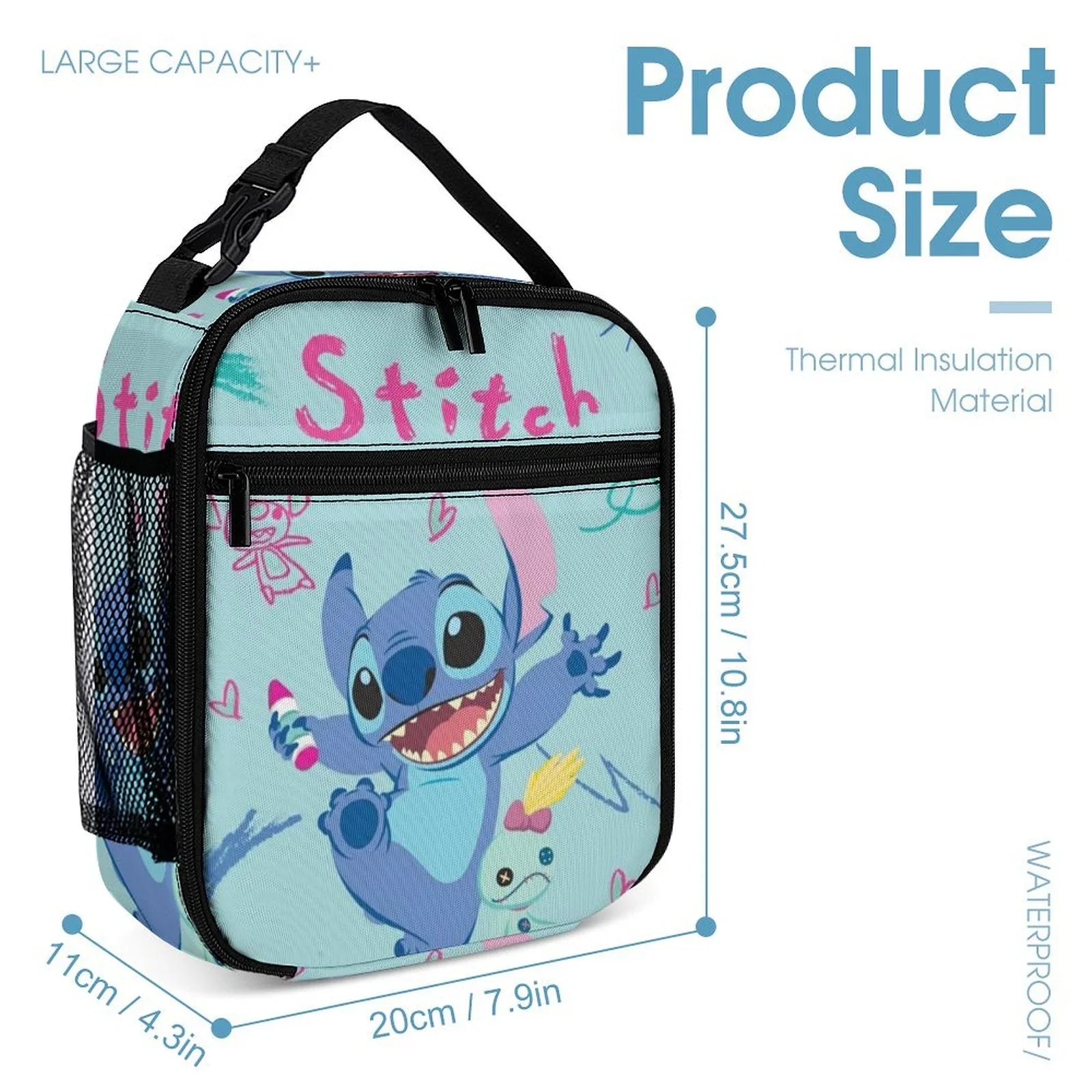 Kids Thermal Adult Lilo Boys Portable Bag Handbag Tote School Bento Stitch Insulated Girls For Happy Bag Office Lunch Cooler