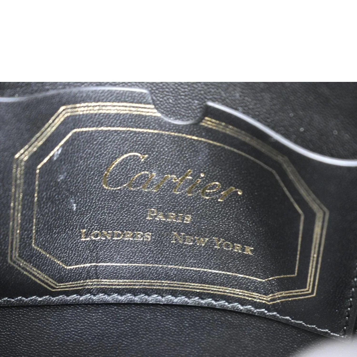 Handle Mini Top Black Guirlande Leather Bag Calfskin Pre-owned CARTIER Satchel