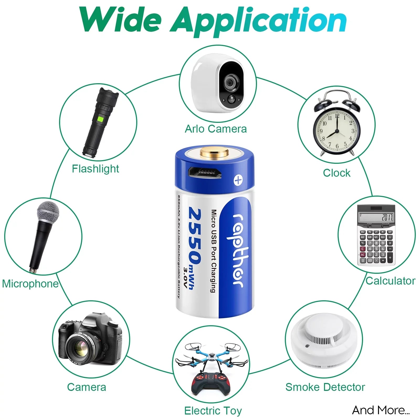 Wireless with 4 VMS3130 VMS3330 Arlo Rechargeable VMC3030 of Arlo Camera Compatible Rapthor VMS3430 Pack VMK3200 (850mAh) Security Batteries