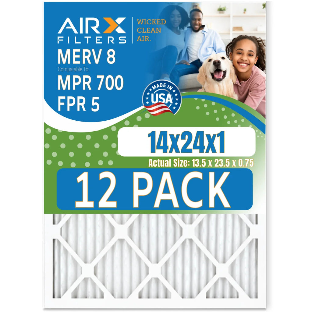 FPR Comparable - Filters & 8 in Made MPR Pack WICKED Filter Furnace FILTERS 12 to AIRX Rating, 5 USA CLEAN AIR. 14x24x1 Air 700 MERV by of