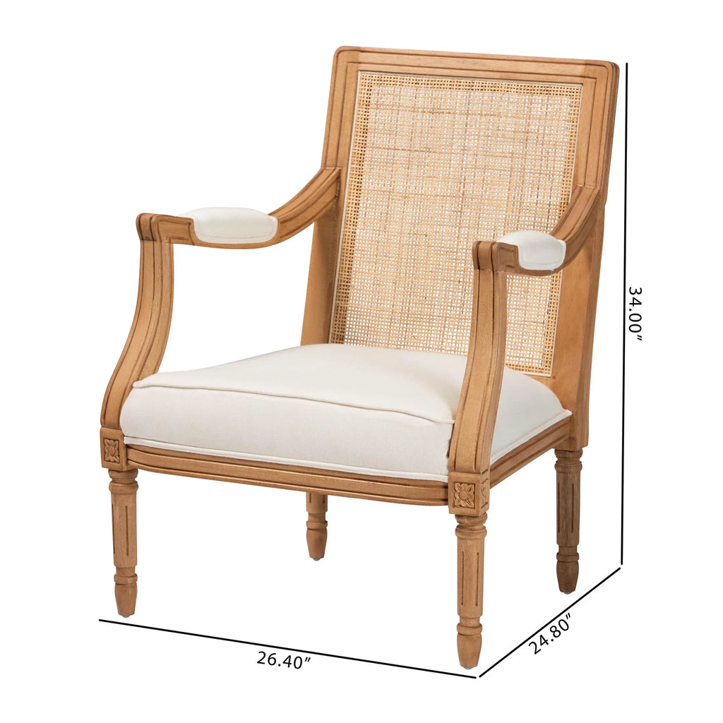 Fabric Traditional Studio Garridan French Accent Baxton Finished Honey Oak and Chair Beige Wood