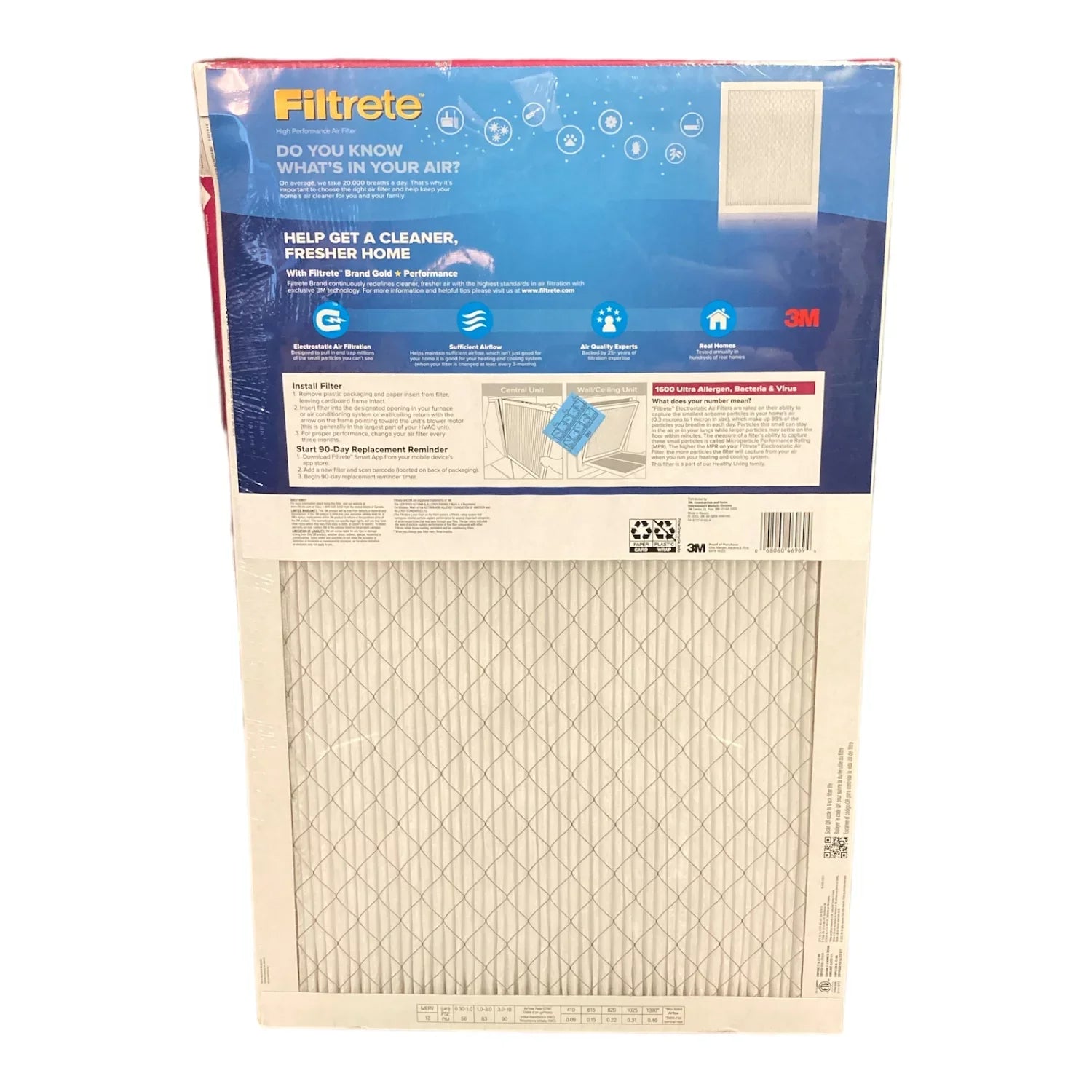 Bacteria (1600 Virus Ultra 2X Pack) MPR) & Filtrete (4 25x16x1 Allergen Filter
