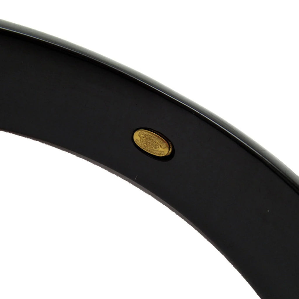 Women's Black/Beige Coco Wood Camellia Bracelet Pre-Owned Mark CHANEL Bangle (Good)