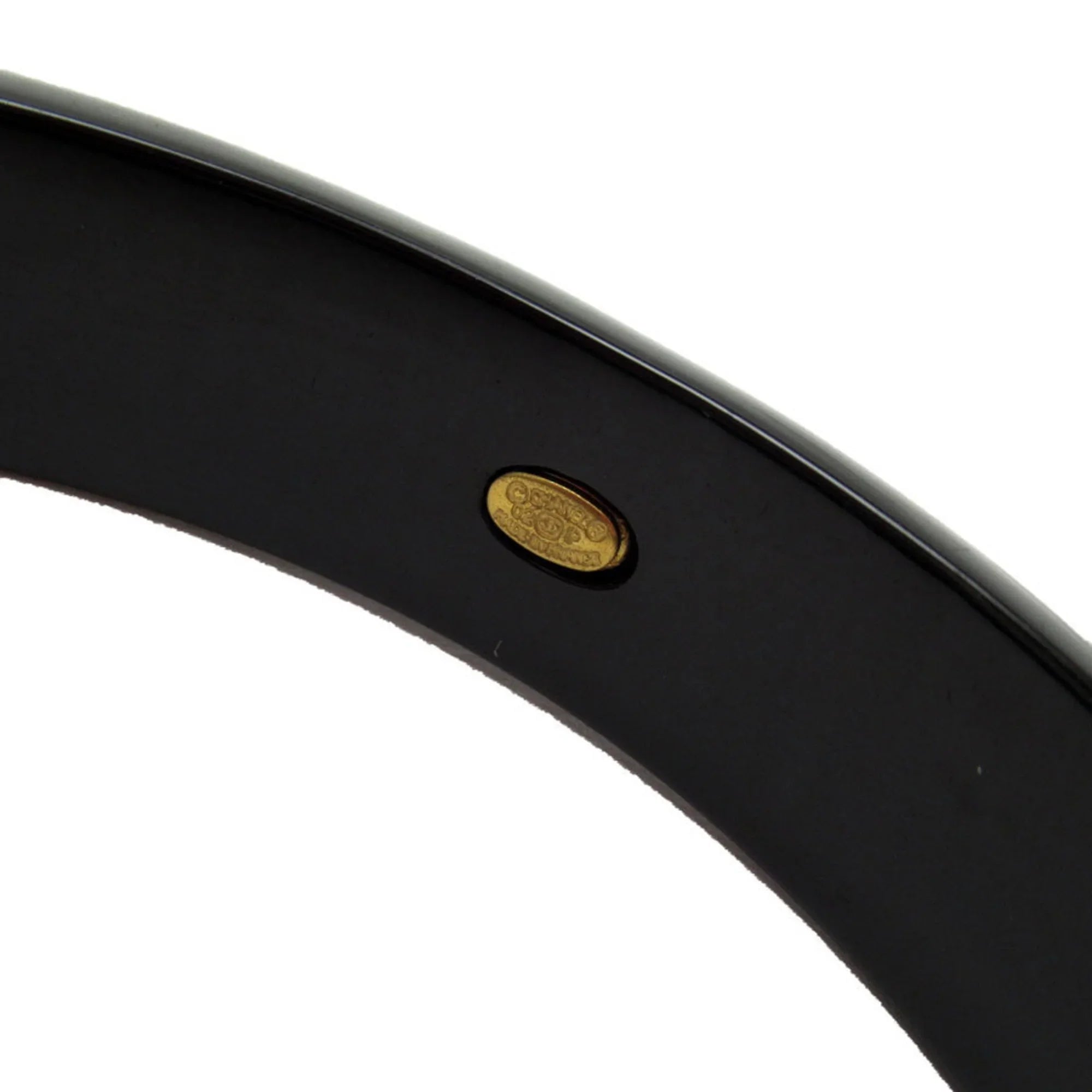 Women's Black/Beige Coco Wood Camellia Bracelet Pre-Owned Mark CHANEL Bangle (Good)