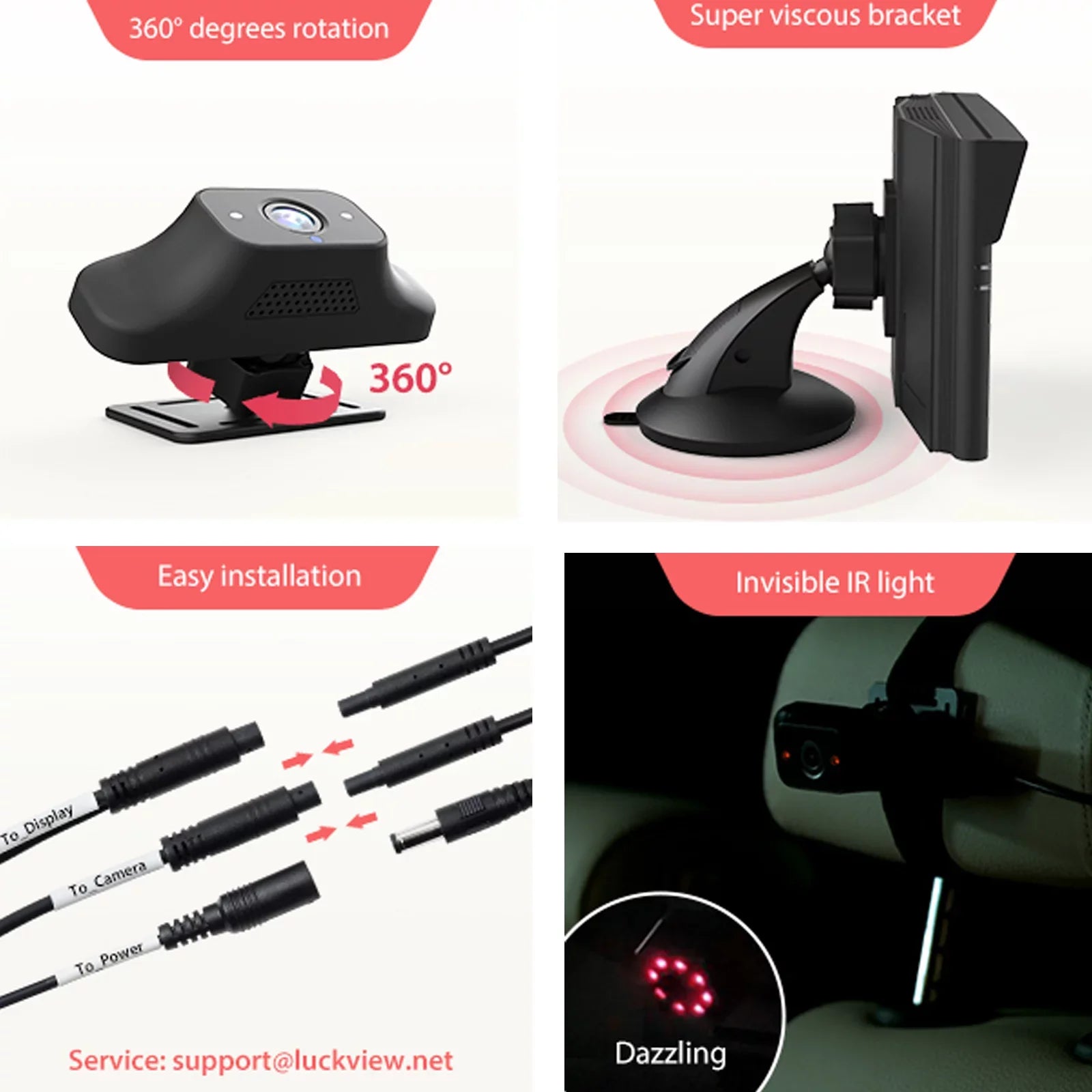 Baby HD Observing Safety Luckview Children Monitor Zoom Car Night Back While 3X for Seat Car Rear Car Driving Baby Seat Monitor Car Camera Vision, Facing Camera Baby Baby Camera