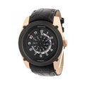 Semi-Skeleton Mens Rose Black Watch Heritor Leather HERHR7406 Daniels Gold & - Band Automatic