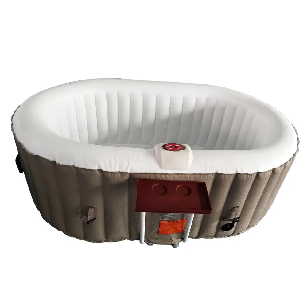 ALEKO Inflatable with Brown Cover Hot Gallon Oval 2 Jetted 145 Person Tub