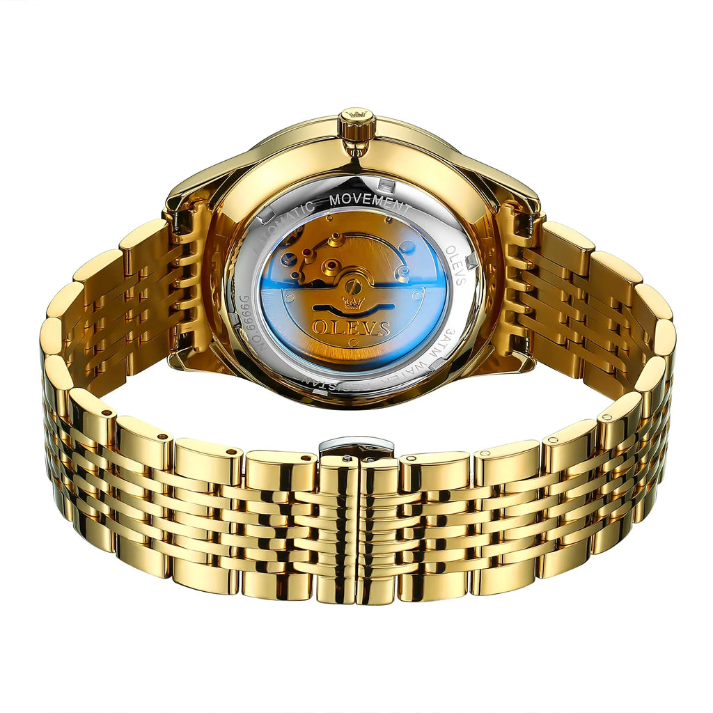 Hombre, Adult Dial Large Gifts Male Wristwatch Arabic Watch Reader Gold Face Winding Reloj Self for Men, Numerals Men Easy Para for OLEVS Waterproof