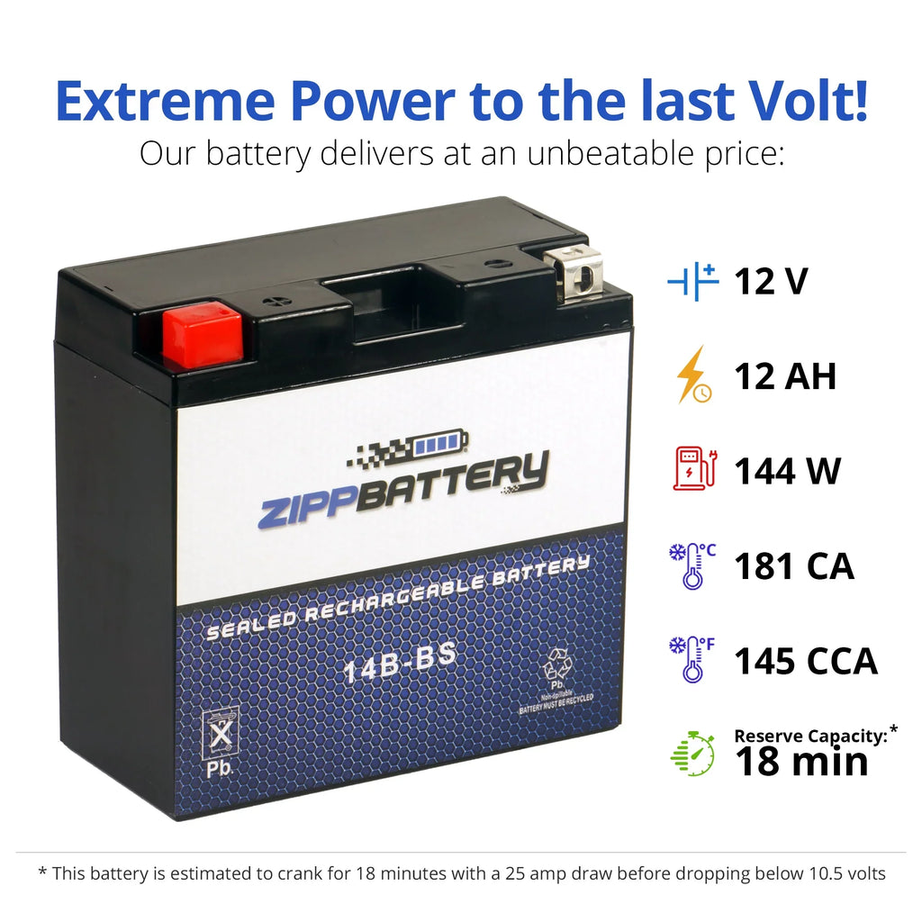 Battery CCA) Battery for Motorcycle (14B-BS YT14B-BS 135 Se Volt,12 Ah, Hyosungmotors 2009 Zipp 12 650cc Gv650