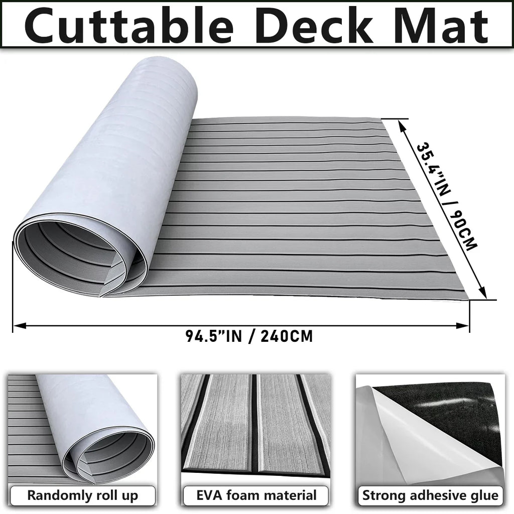 Boat Sea Foam RV 94"x HJDECK Self-Adhesive Deck for Non-Skid Yacht Faux Sheet/Carpet Teak Boat Decking 35" Flooring Marine Fits Pad EVA Mats/Decking
