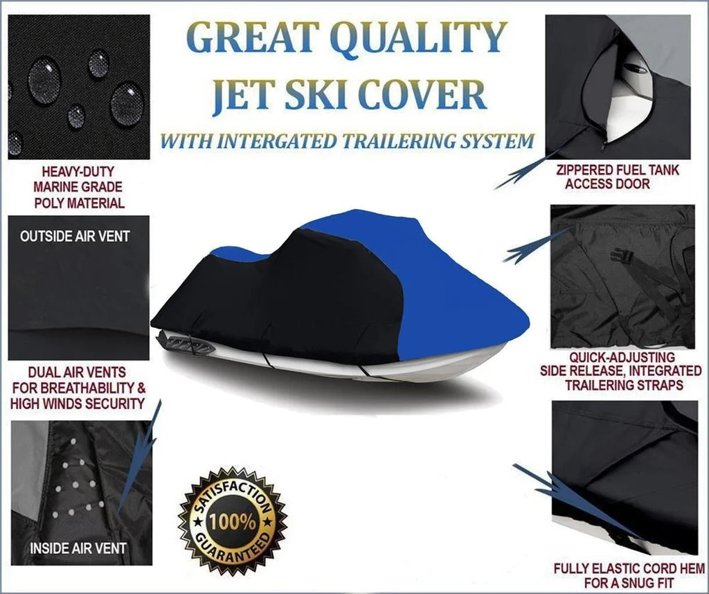 1996 Cover Trailerable Kawasaki / Jet Ski TOP Compatible 1996 OF 1997 for 1994 ST Jet STS BLUE Cover 1995 2002 1995 1993 HEAVY-DUTY, / Cover BLACK THE 2001 1998 LINE 1998 PWC 1997 Ski