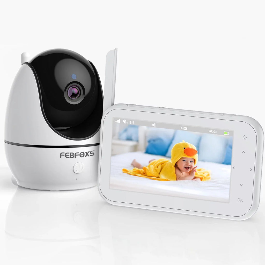 Camera Auto Night & Vision,Tem-Sensor, Monitor Talk, Pan&Tilt&Zoom, with Baby Wifi Febfoxs No 1080P Two-Way 4.3" LCD Audio, Screen
