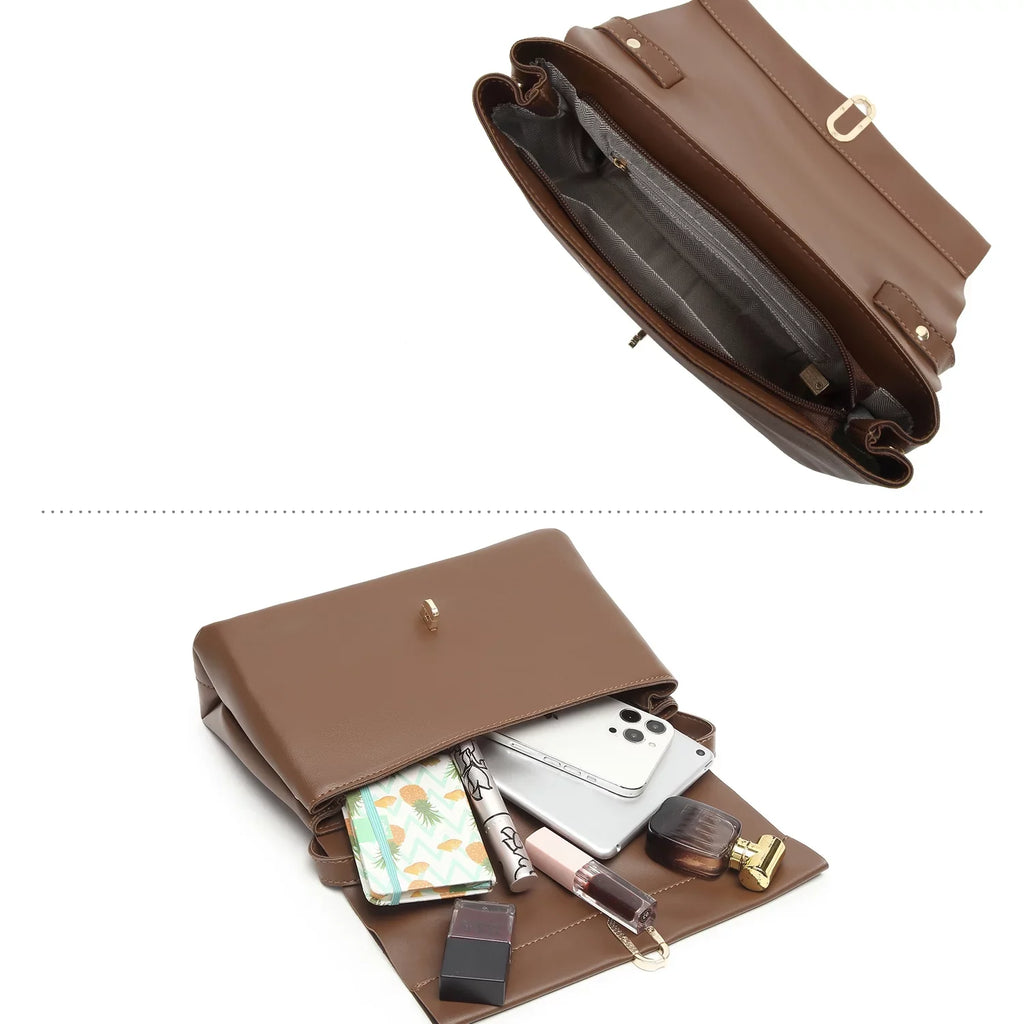 Shoulder Bag Leather bag hand Silk square Handle ladies crossbody Flap bags PU Brown handbags bags Women's Scarf women