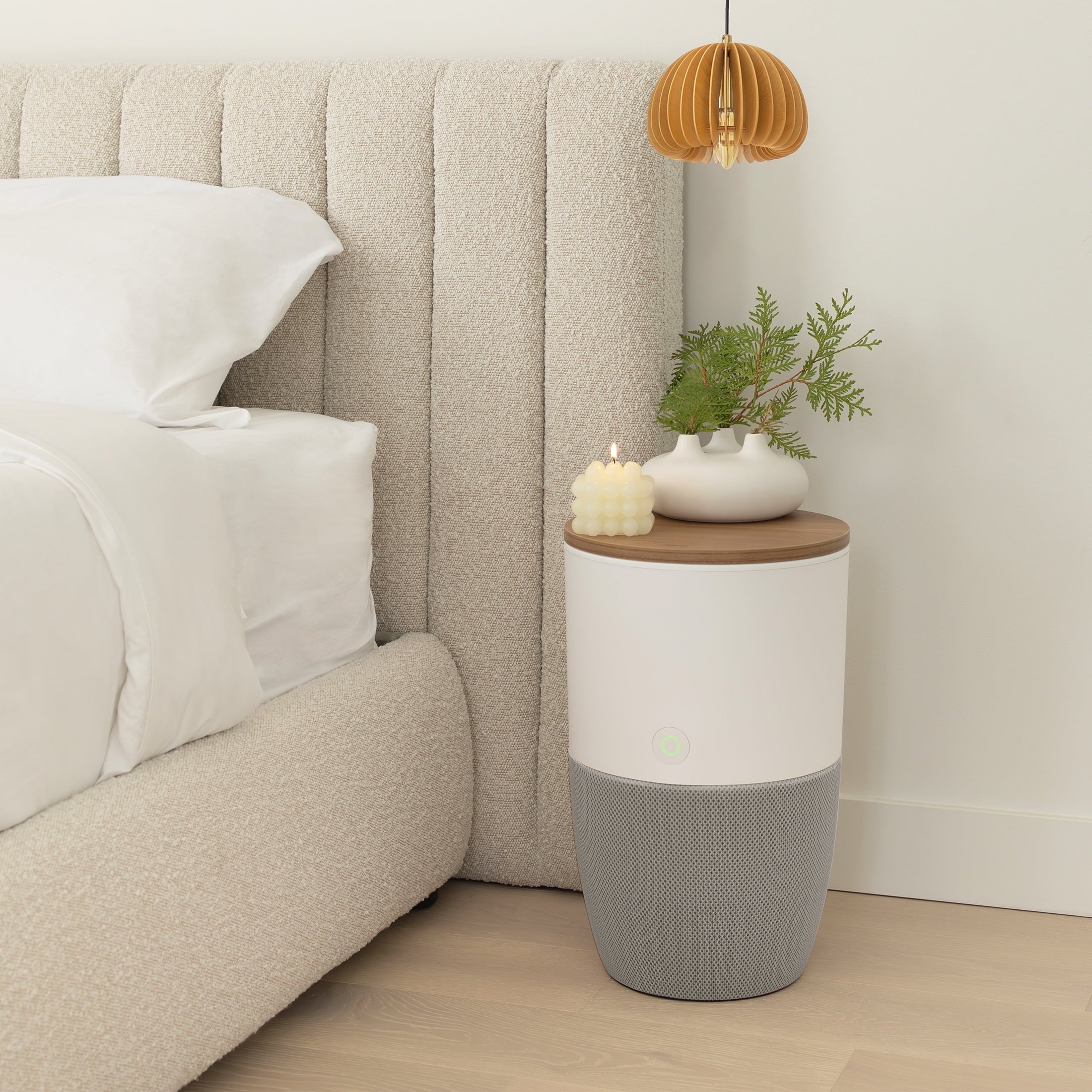 With Medical-Grade HEPA-13 | Smart Dupray Air Purifier Air Bloom™ Accent Walnut Filtration Table