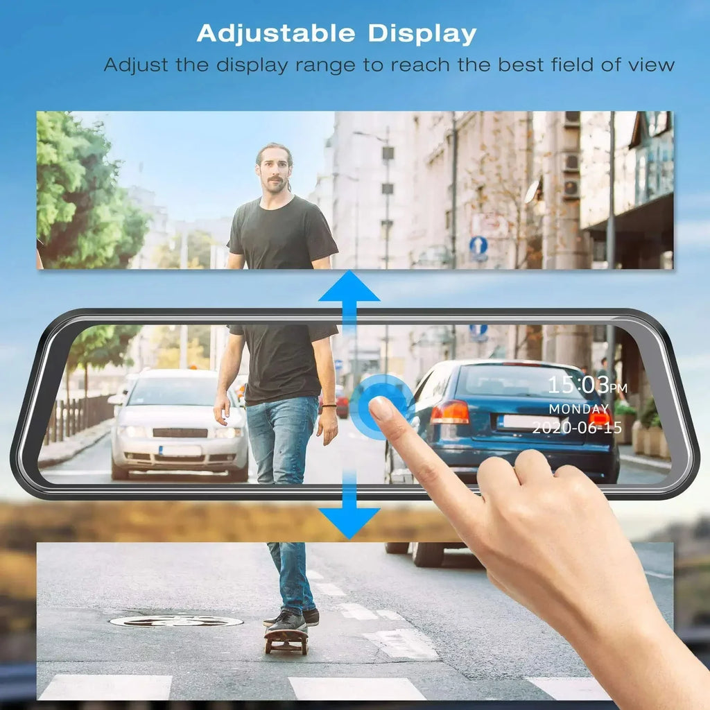 Rear Parking Mirror Touch Loop Monitor, Recording Dual Car Full IPS Screen View Backup Dashcam inch Bileeko Lens Camera, 10