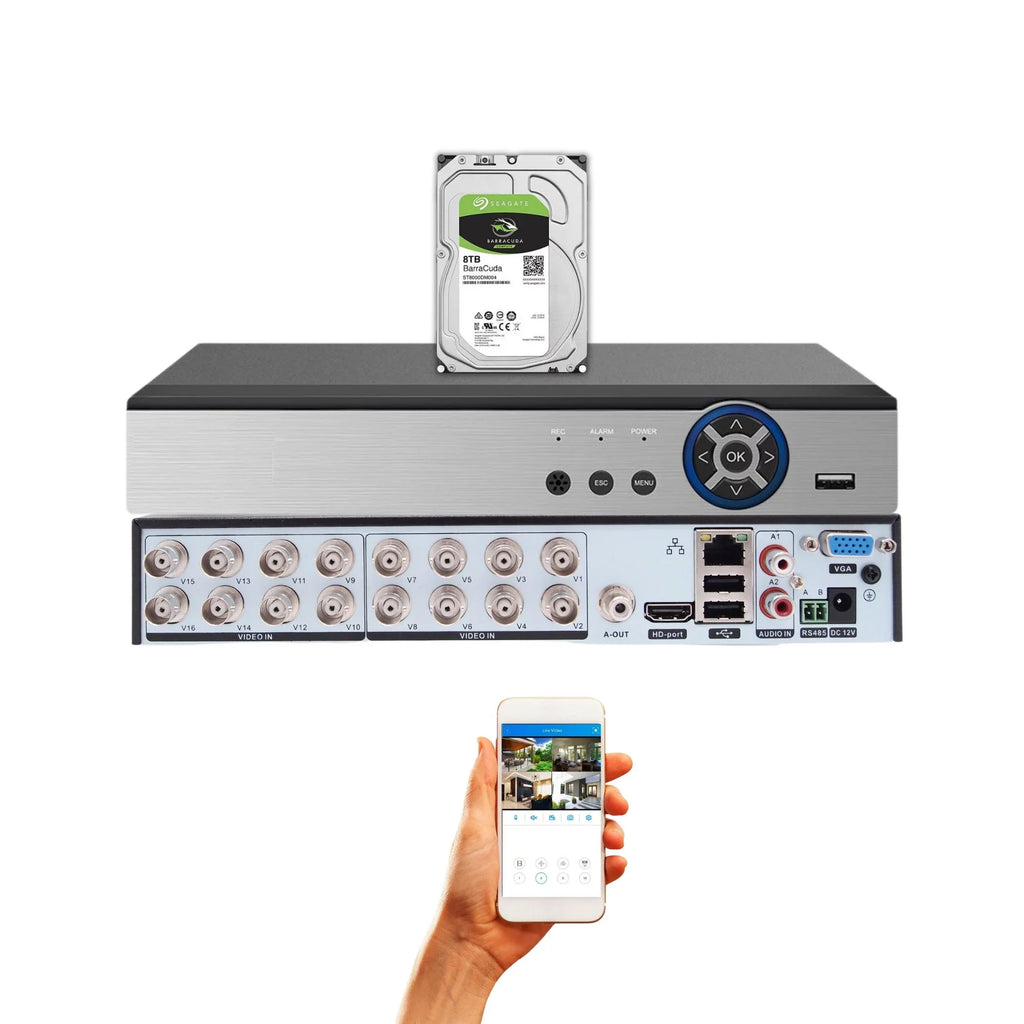 DVR CVI Evertech Compatible HDD Recorder TVI Channel Hybrid with 16 1080P Analog Camera AHD Cameras Security with 8TB