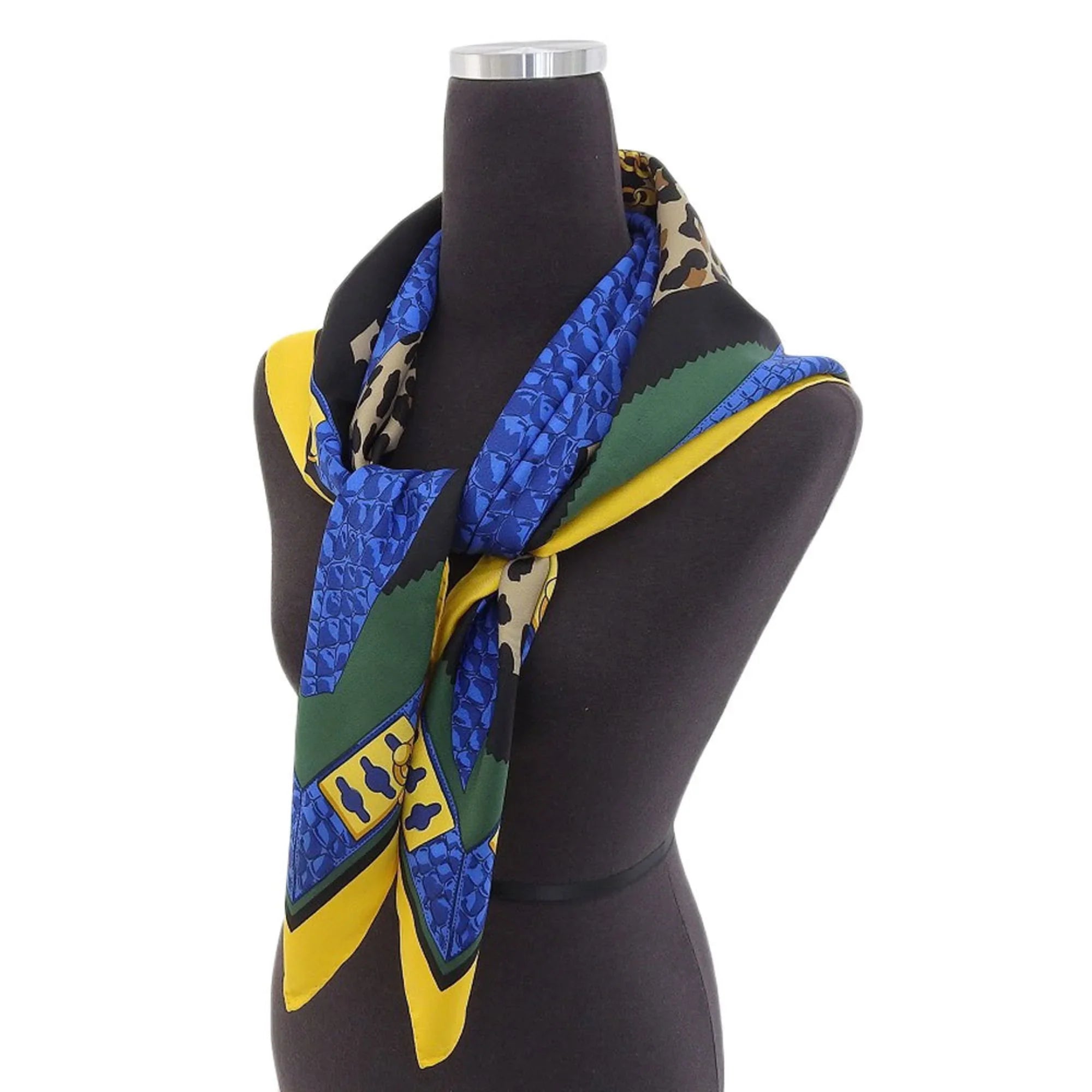 Celine silk leopard Authenticated scarf large Used multicolor print CELINE