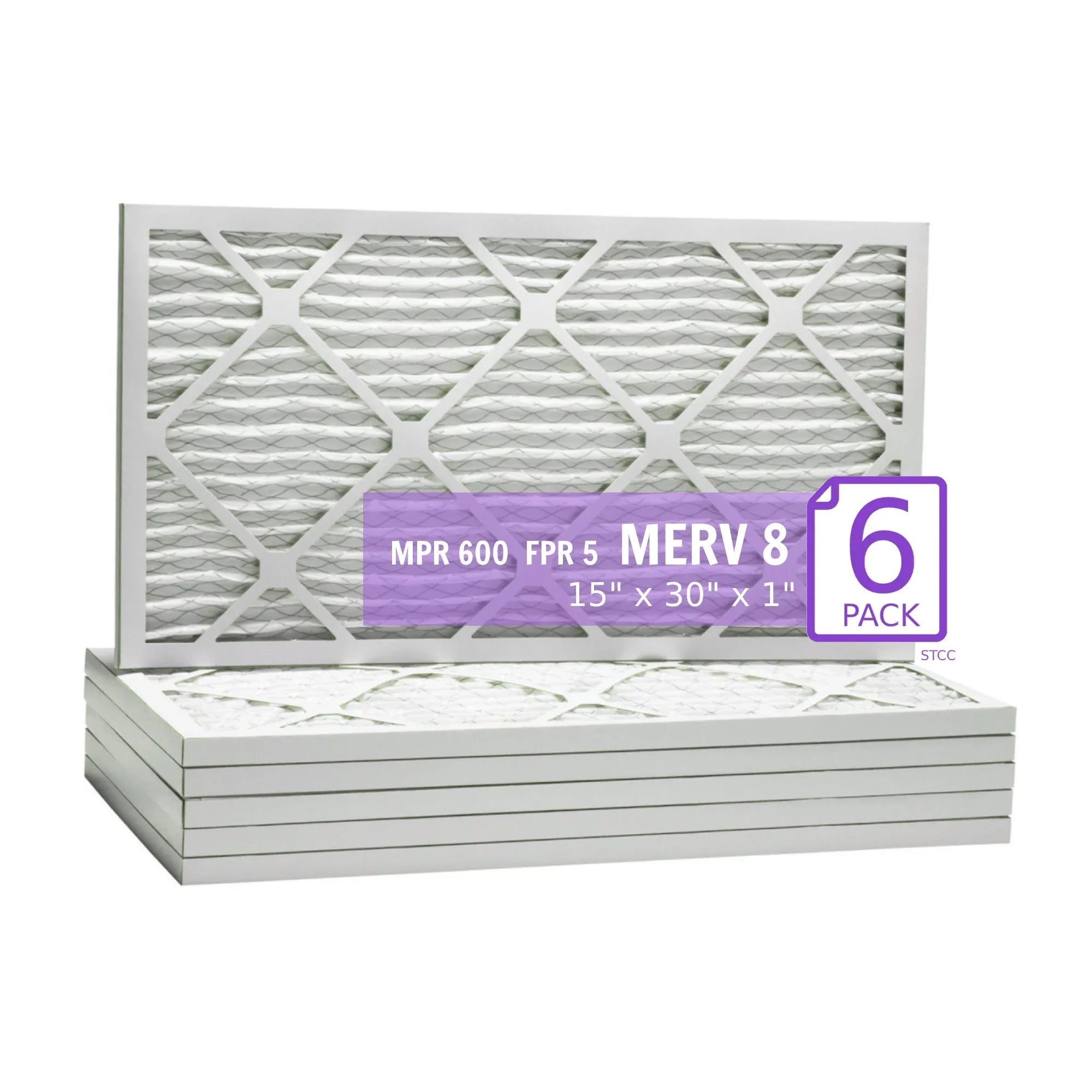 Extended 8, (6 Surface Purolator Pack) Air 15x30x1, Mechanical Filter, Pleated DMK80 MERV