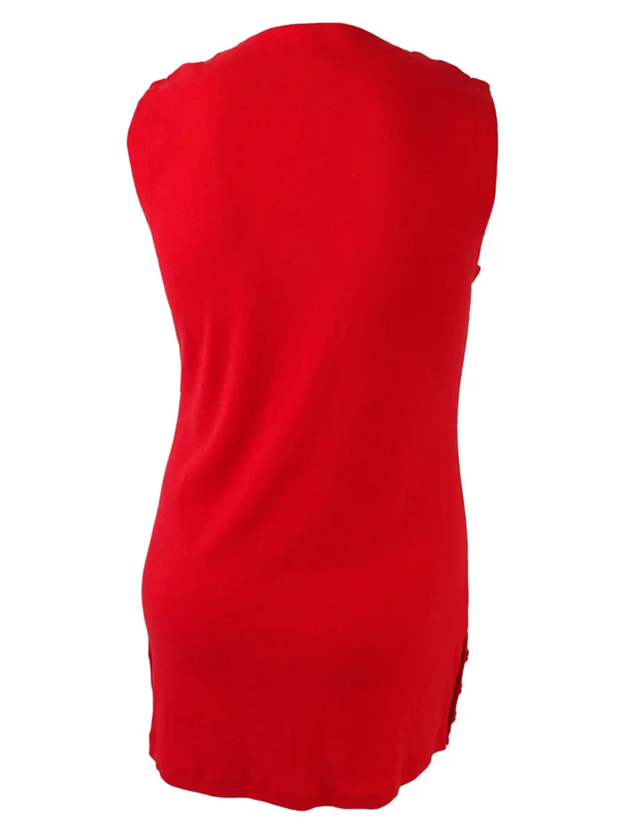 Lauren Cotton Cover-Up Sleeveless Lauren Orange, Ralph (Red S) Women's