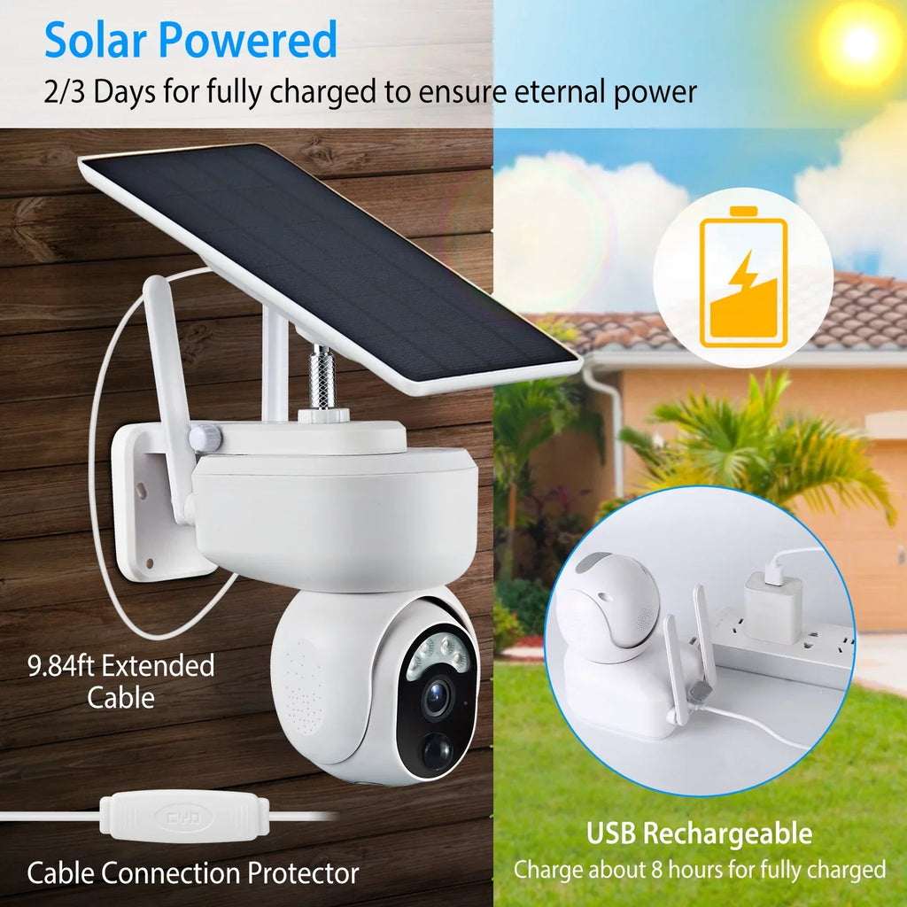 Outdoor Powered Camera Security Battery Audio for Light Wireless WIFI iMounTEK Solar Detection Night Vision Camera Surveillance Siren 2-Way Color 1080P Home Flood Human
