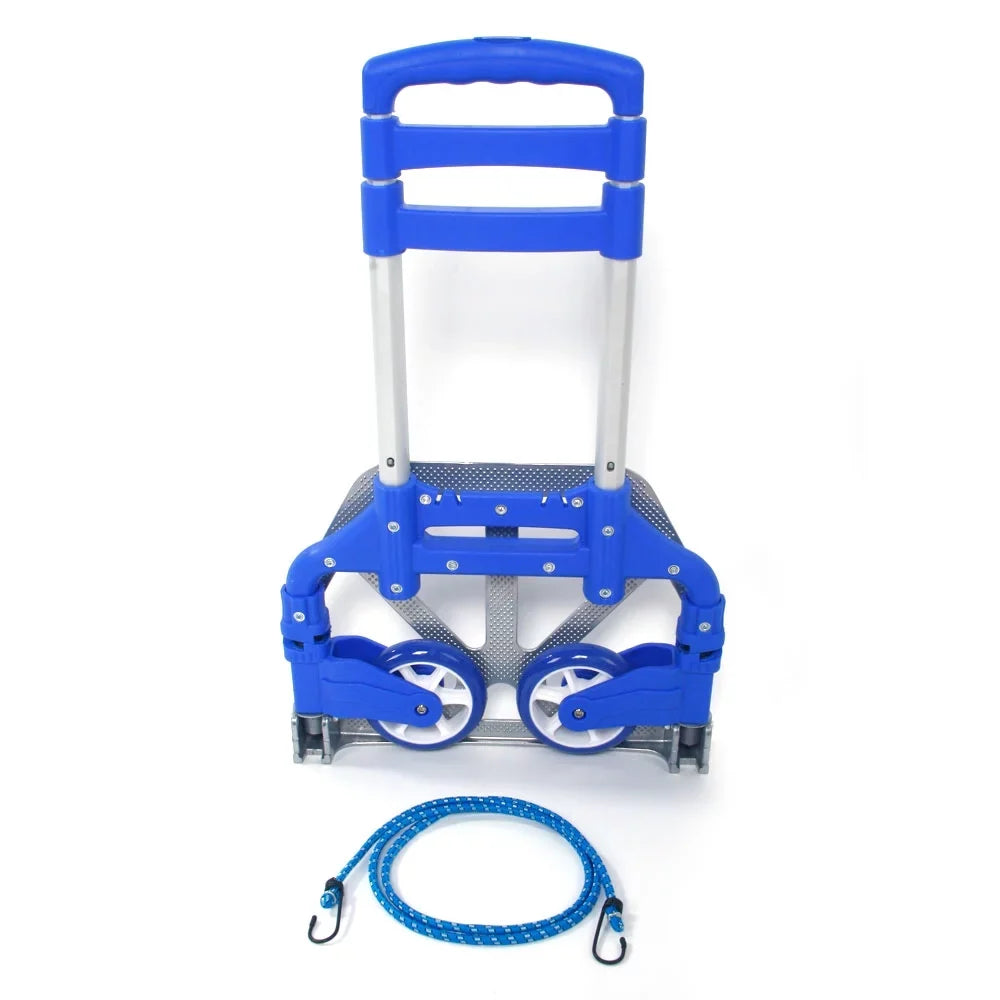 Cart with Heavy-Duty Hand Dolly, and Aluminum 165 Truck Handle Truck, Folding QEEK Folding Hand Trolley Rubber Portable Telescoping and Blue Capacity Luggage Hand Wheels, Cart, lb