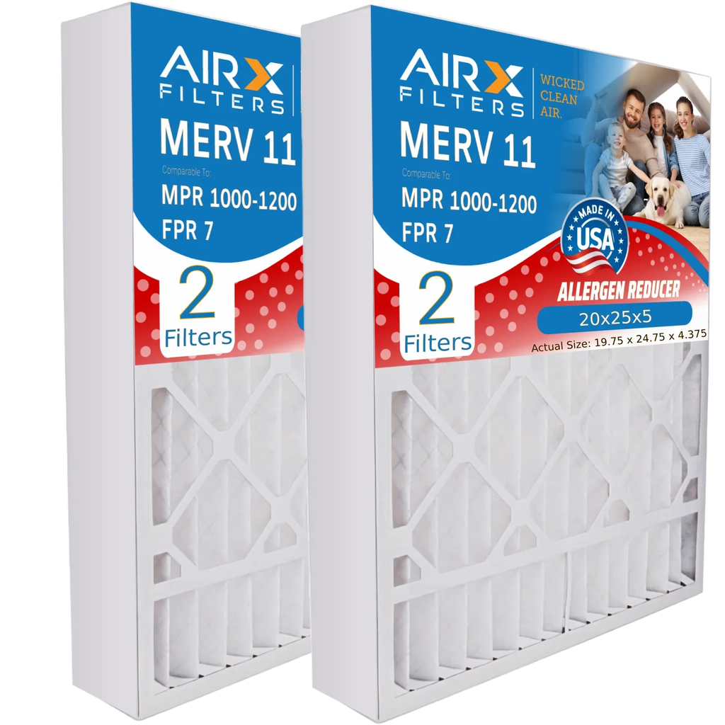 CLEAN White 1000, & AIR. Air Made AIRX Comparable 11 2 Premium USA 1200 Pack WICKED to Compatible FPR 20x25x5 20x25x5 Filter MPR FILTERS by MPR MERV FR2000U-108 Filter Rodgers 7 Furnace with