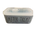 Letters Bowl Rectangle Lid Leftovers Ceramic Rae and Vent LL TREATS with Black Blue EASTER Easter Kitchen Dunn