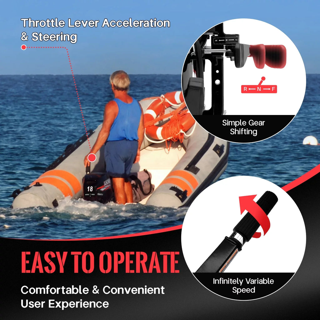 Engine Outboard CDI Fichiouy Water Stroke 18 Fishing HP System Motor Boat 246CC Heavy Duty 2 Cooling