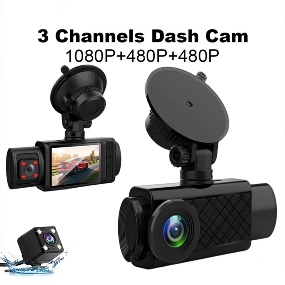 Recorder HD Driving Front 2\\\" Video Camera Dash DVR Lens Car Rear Triple And Cam