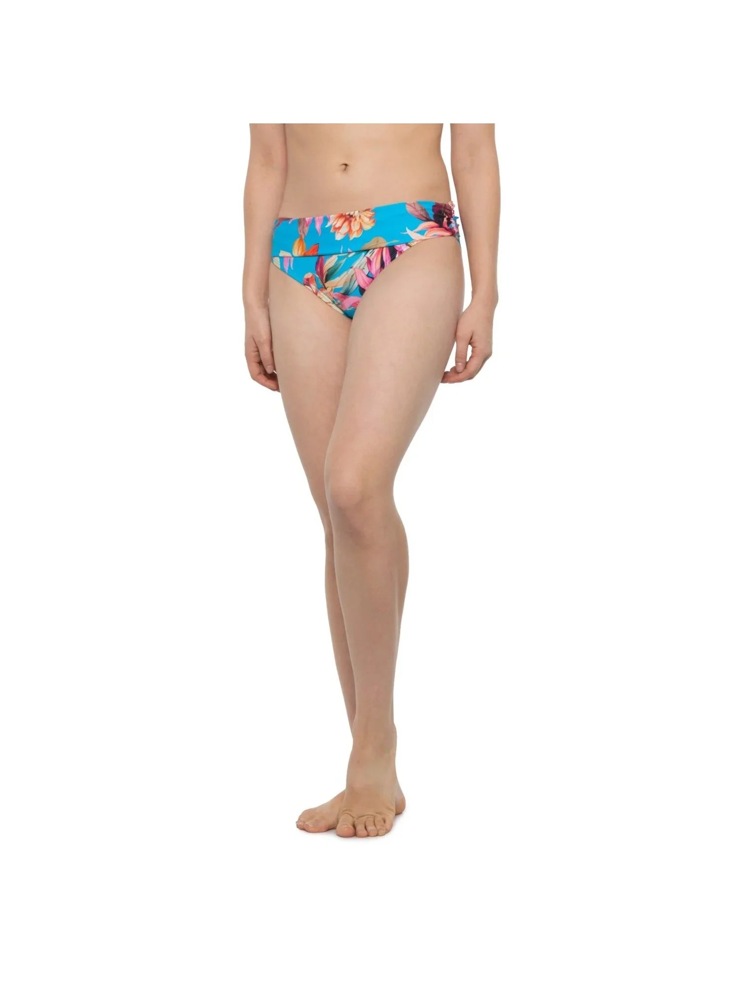 Women's Swimsuit BLANCA Coverage Stretch Floral Shirred Hipster Moderate LA Bottom 2 Blue