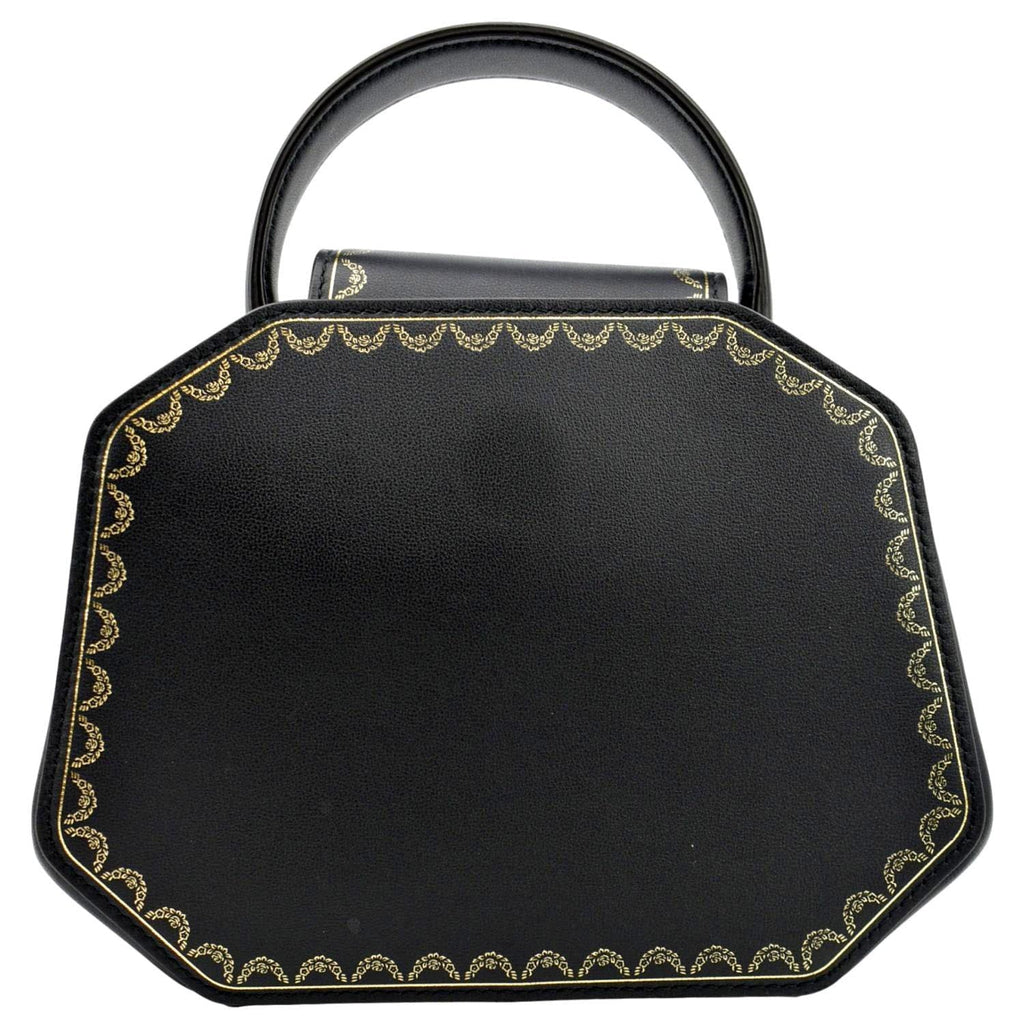 Handle Mini Top Black Guirlande Leather Bag Calfskin Pre-owned CARTIER Satchel
