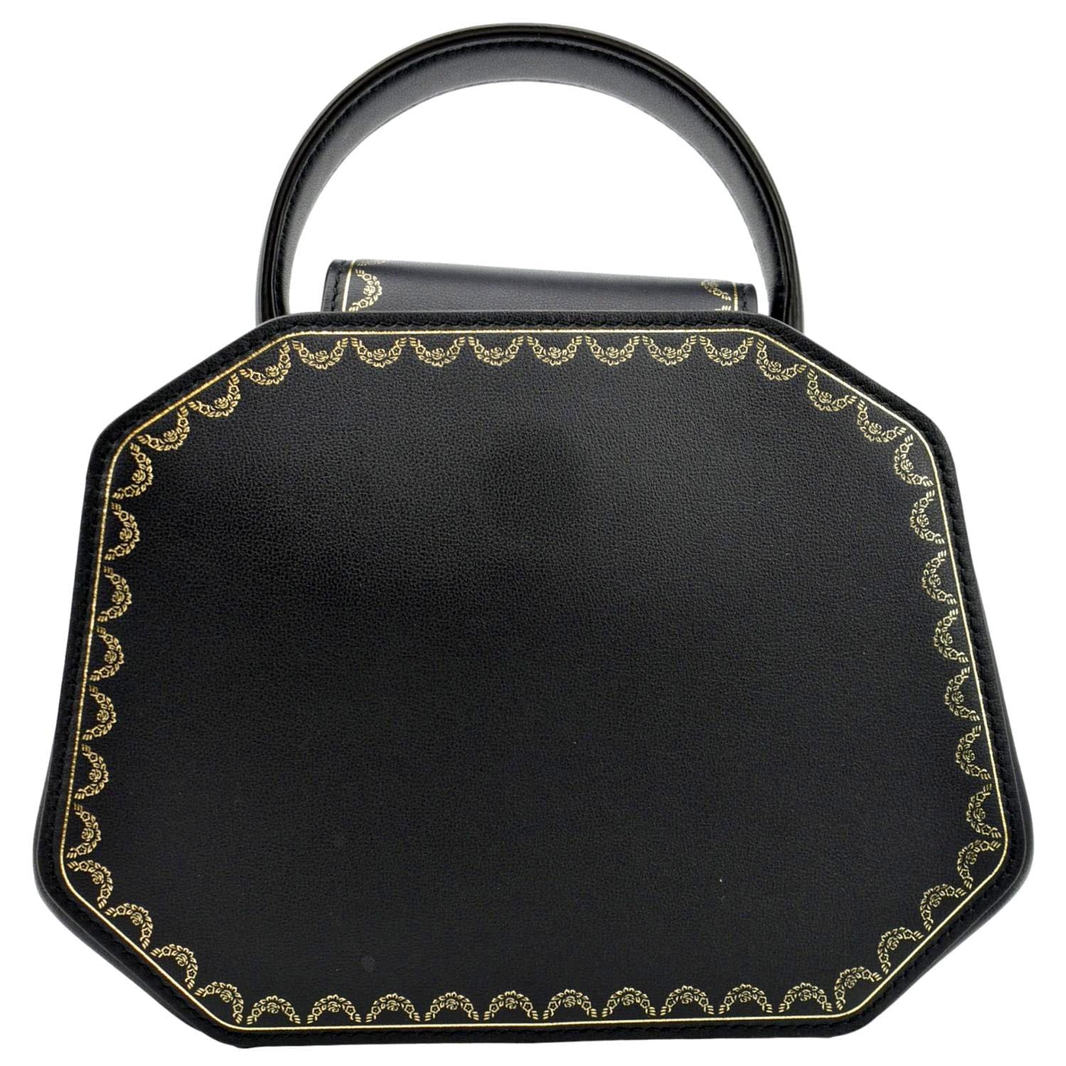 Handle Mini Top Black Guirlande Leather Bag Calfskin Pre-owned CARTIER Satchel