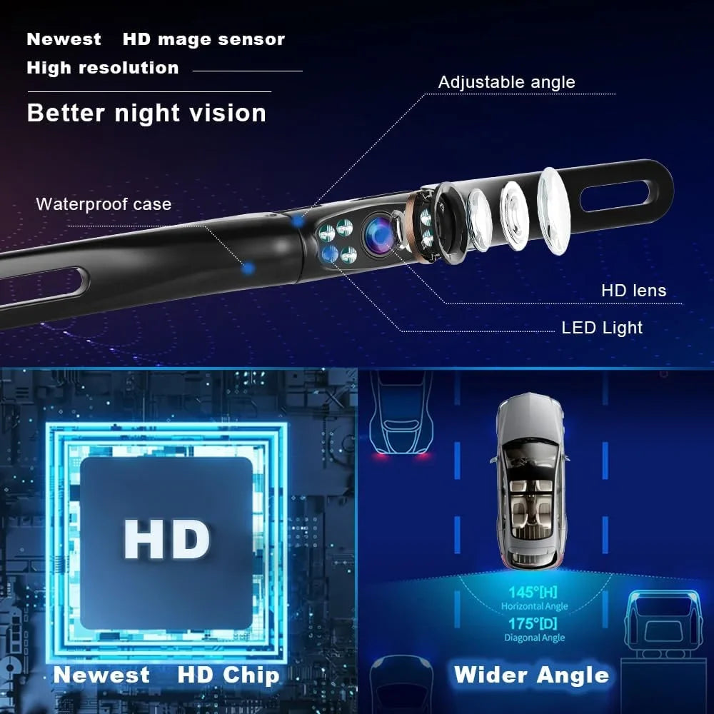 Reverse Rear Camera Night Backup Car Camera Rear License HD Camera Ultra View Waterproof Vision,podofo Plate HD