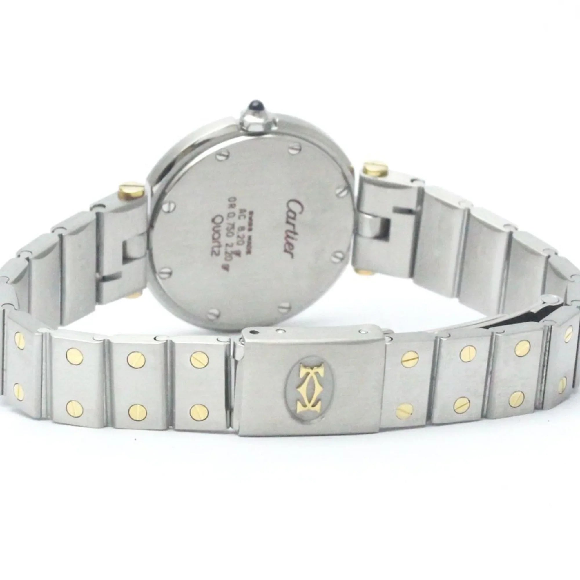 Round Steel Ladies Quartz Santos CARTIER Pre-Owned BF568475 Watch Polished (Good) 18K Gold