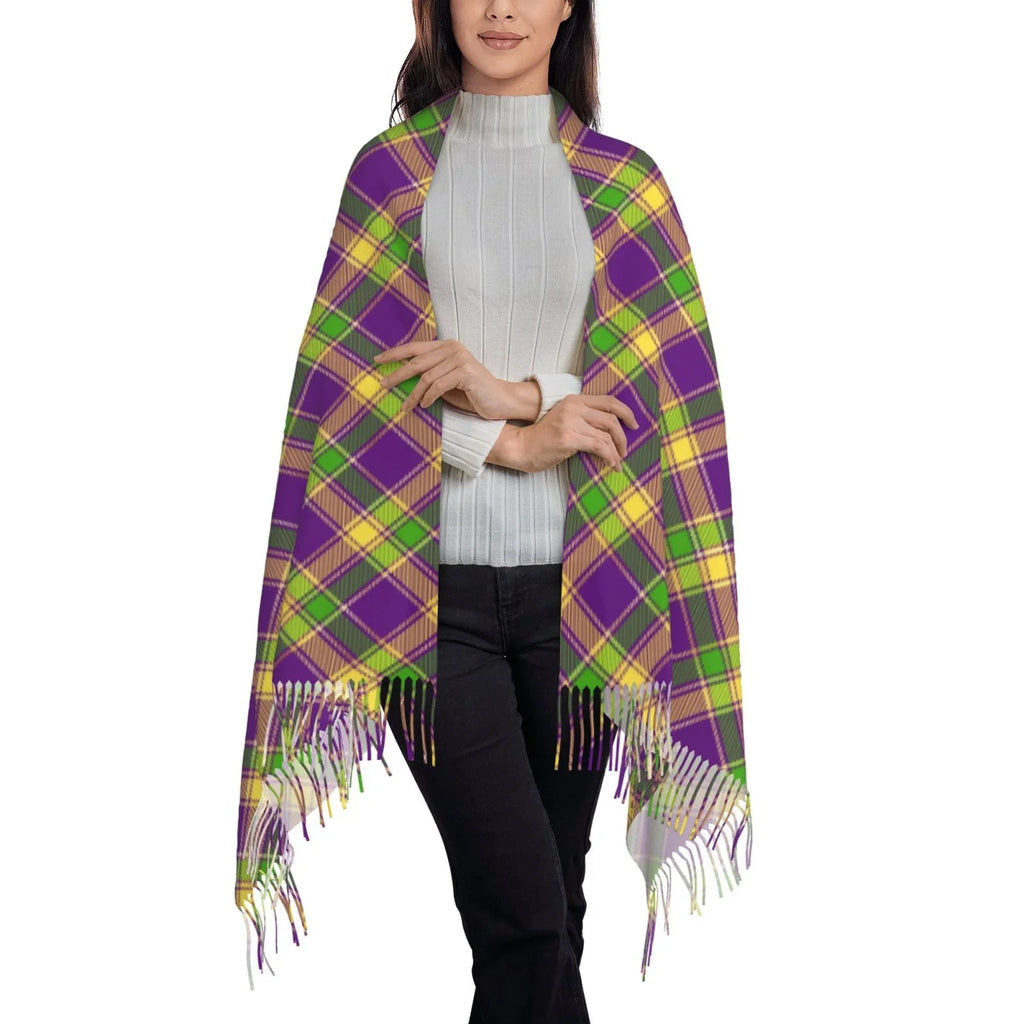 Soft Winter Warm Gras Print Women Cashmere Bingfone Scarf Plaid Mardi Large Wrap Gifts- Feel Elegant For Scarves Shawl Art