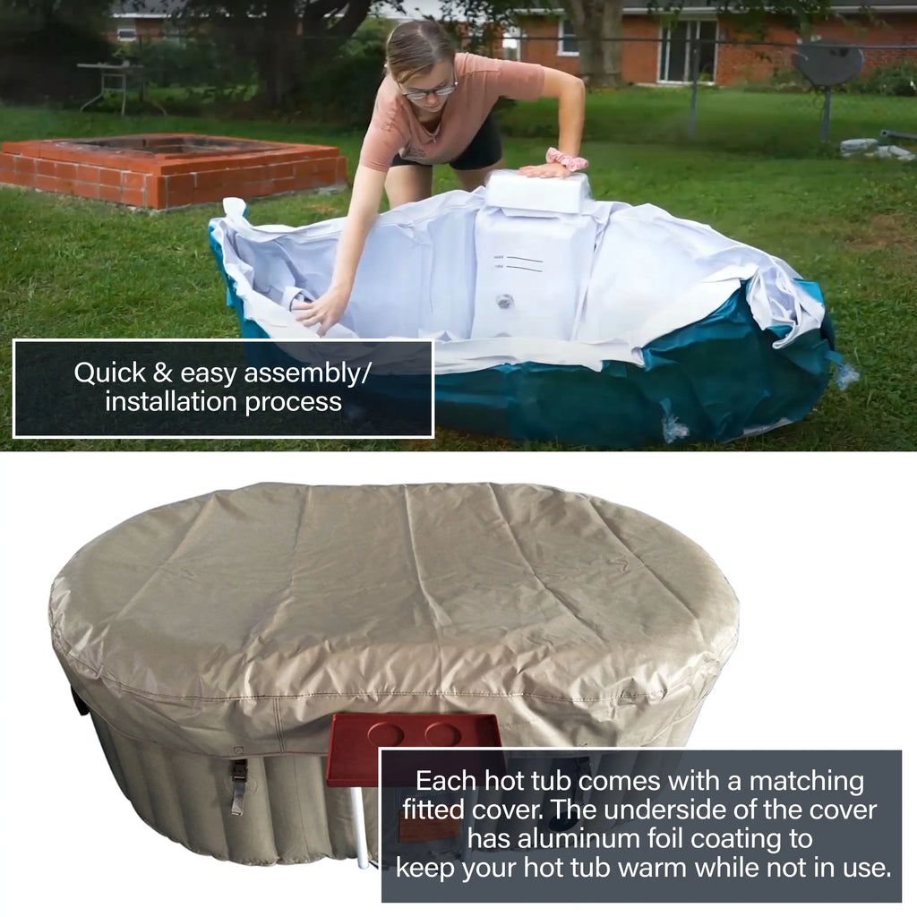 ALEKO Inflatable with Brown Cover Hot Gallon Oval 2 Jetted 145 Person Tub