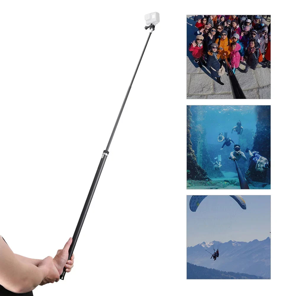 Inch Black(2018) Replacement 2.7M/106 Handheld Selfie Lightweight One Long 10/9/8/7/6/Hero for Stick Hero Fiber OSMO 5 Ultra C GoPro for Replacement Pole R Carbon Extendable Action Monopod
