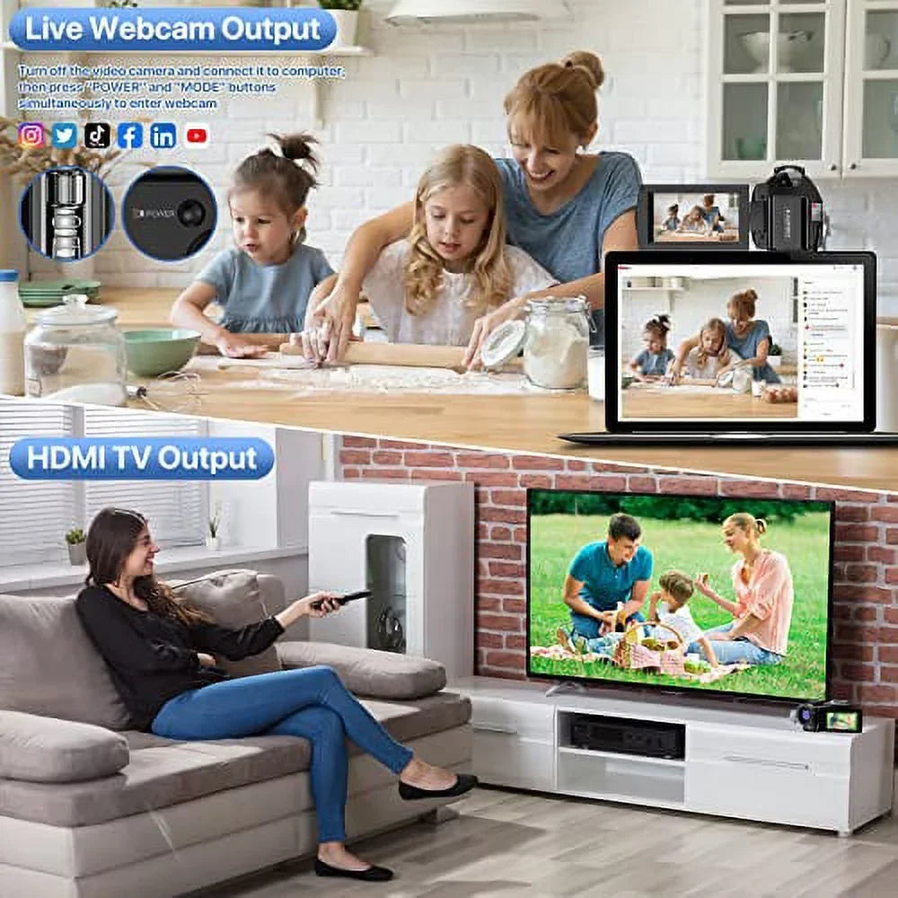 Digital IR WiFi Camera 1080P and Microphone,Remote 3.0'' Vision 2 Zoom Camera Night with 16X 26MP Touch Batteries Camcorder Recorder Camcorder Video 30FPS Screen FHD Vlogging YouTube